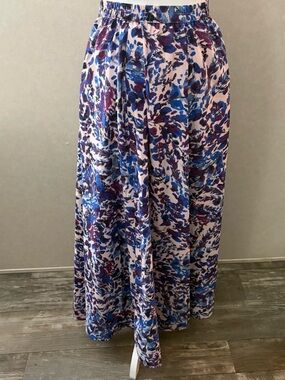 Women's Floral Print Maxi Skirt in Blue and Purple